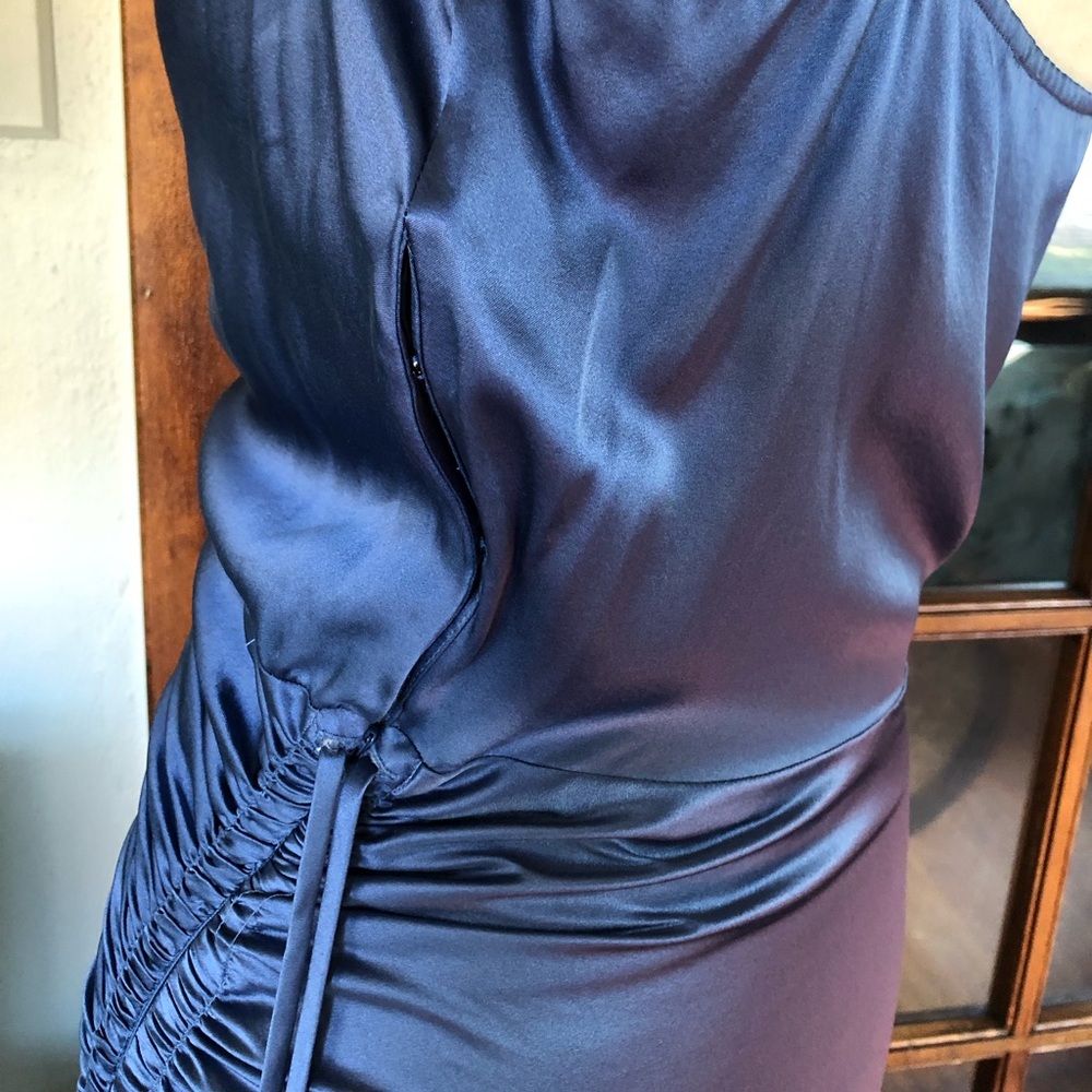 VERONICA BEARD Natasha Steel Blue Ruched Slip Dress - Picture 13 of 16